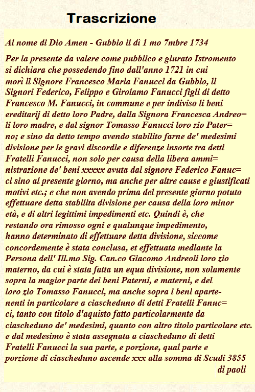 TRASCRIZIONE ATTO NOTARILE FANUCCI